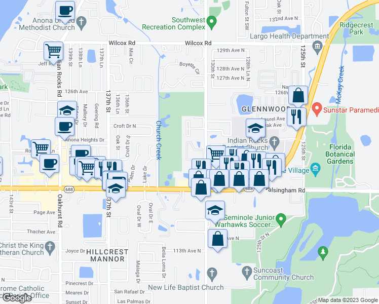 map of restaurants, bars, coffee shops, grocery stores, and more near 12200 Vonn Road in Largo