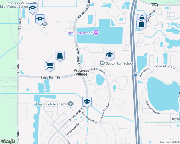map of restaurants, bars, coffee shops, grocery stores, and more near 6723 Breezy Palm Drive in Riverview