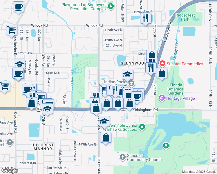 map of restaurants, bars, coffee shops, grocery stores, and more near 12121 Vonn Road in Largo