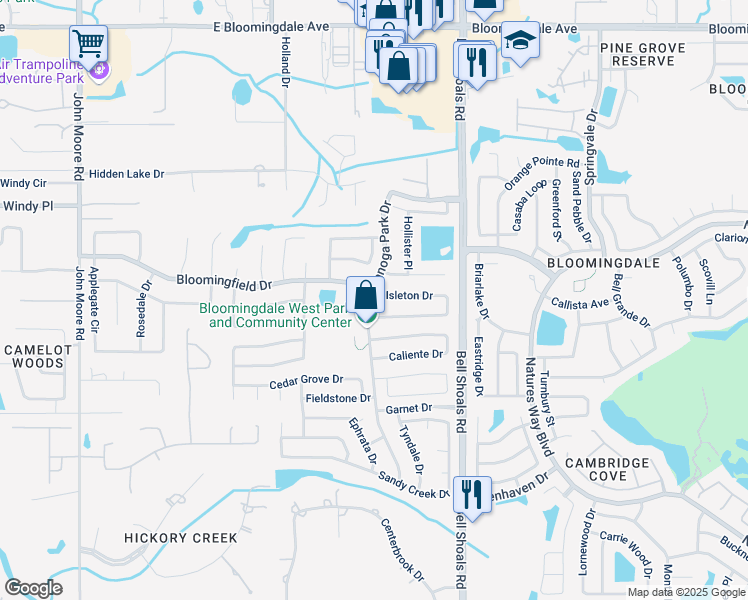 map of restaurants, bars, coffee shops, grocery stores, and more near 701 Isleton Drive in Brandon