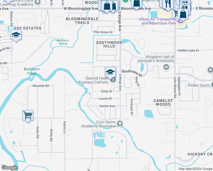map of restaurants, bars, coffee shops, grocery stores, and more near 3918 South Kings Avenue in Brandon