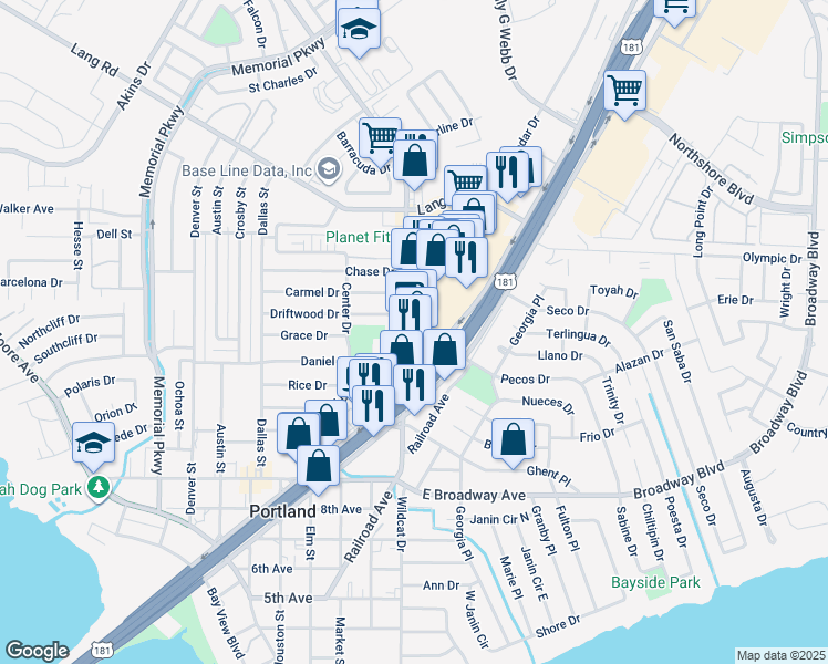 map of restaurants, bars, coffee shops, grocery stores, and more near 1306 Wildcat Drive in Portland