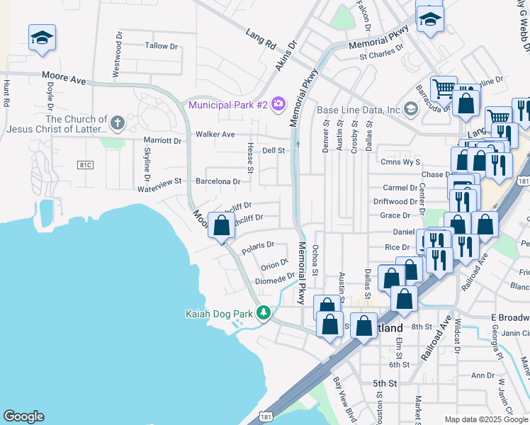 map of restaurants, bars, coffee shops, grocery stores, and more near 1033 Southcliff Drive in Portland