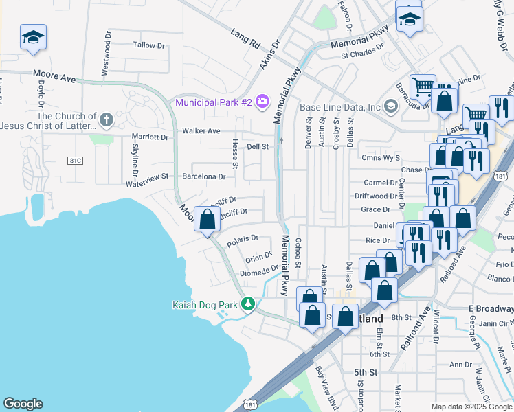 map of restaurants, bars, coffee shops, grocery stores, and more near 1033 Southcliff Drive in Portland