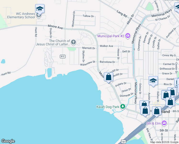 map of restaurants, bars, coffee shops, grocery stores, and more near 1341 Bayview Drive in Portland