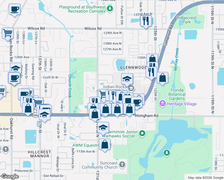map of restaurants, bars, coffee shops, grocery stores, and more near 12121 Vonn Road in Largo