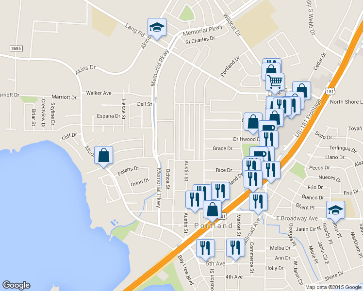 map of restaurants, bars, coffee shops, grocery stores, and more near 1303 Austin Street in Portland