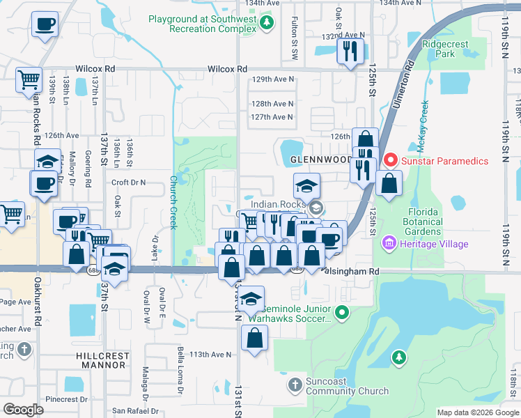 map of restaurants, bars, coffee shops, grocery stores, and more near 12121 Vonn Road in Largo