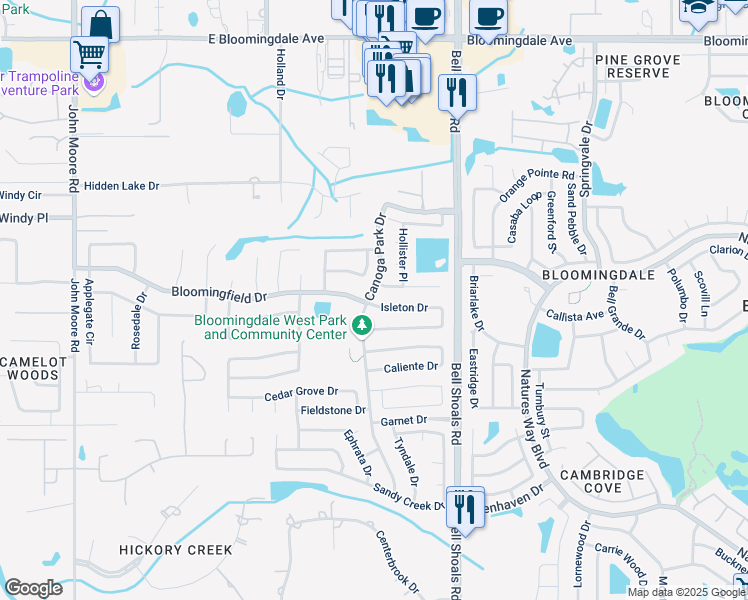 map of restaurants, bars, coffee shops, grocery stores, and more near 701 Isleton Drive in Brandon