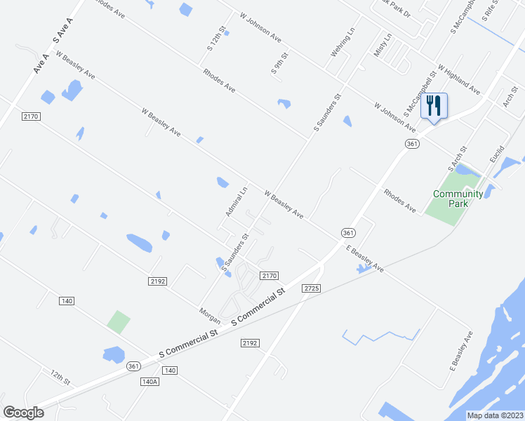 map of restaurants, bars, coffee shops, grocery stores, and more near 2068 South Saunders Street in Aransas Pass