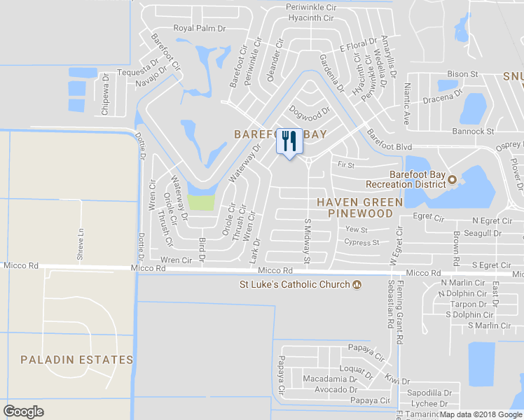 map of restaurants, bars, coffee shops, grocery stores, and more near 746 Canary Drive in Micco
