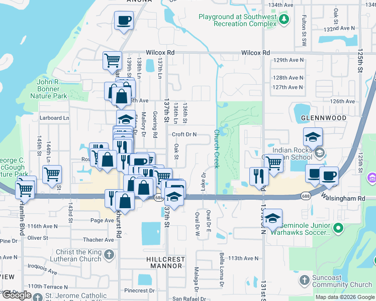 map of restaurants, bars, coffee shops, grocery stores, and more near in Largo