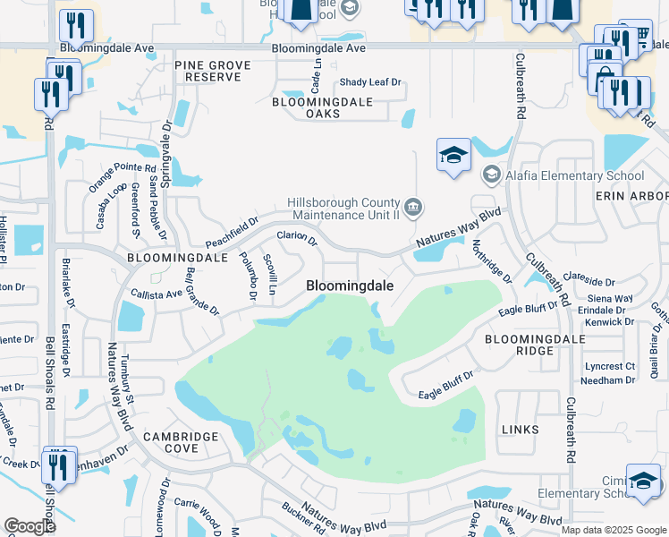map of restaurants, bars, coffee shops, grocery stores, and more near in Bloomingdale