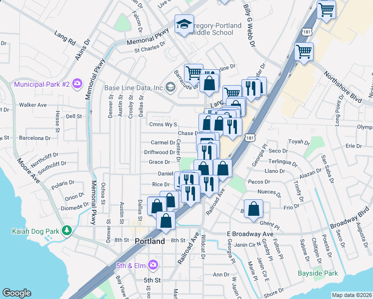 map of restaurants, bars, coffee shops, grocery stores, and more near 214 Driftwood Drive in Portland
