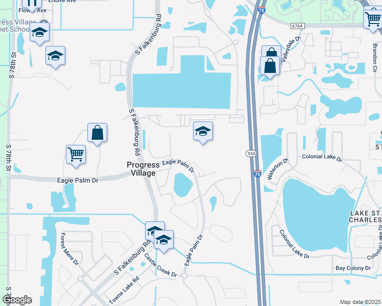 map of restaurants, bars, coffee shops, grocery stores, and more near 8538 Eagle Palm Drive in Riverview