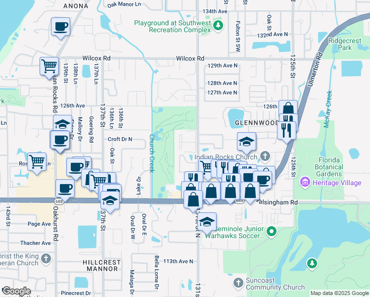 map of restaurants, bars, coffee shops, grocery stores, and more near 12300 Vonn Road in Largo