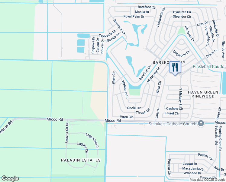 map of restaurants, bars, coffee shops, grocery stores, and more near 1089 Wren Circle in Sebastian