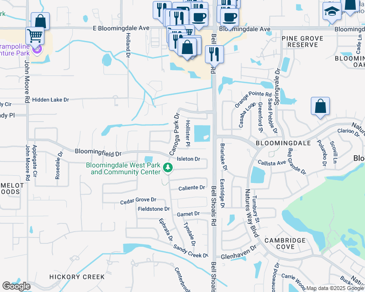 map of restaurants, bars, coffee shops, grocery stores, and more near 703 Wasco Court in Brandon