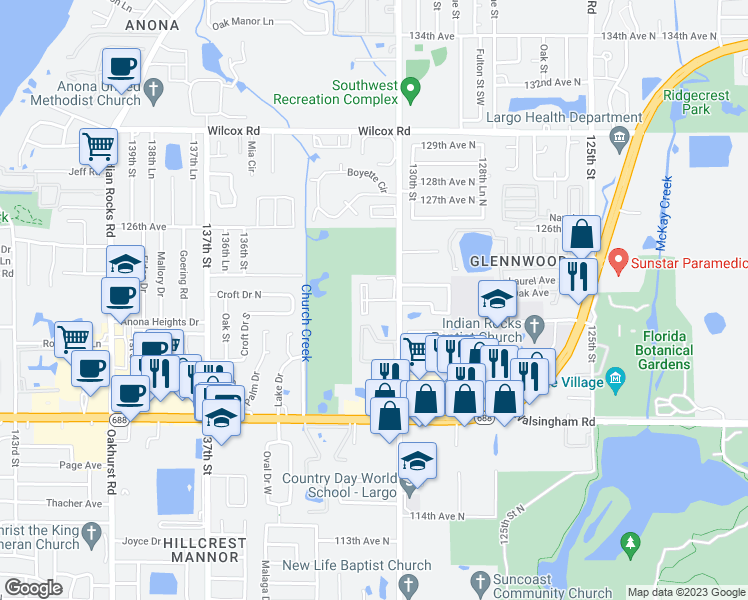 map of restaurants, bars, coffee shops, grocery stores, and more near 12300 Vonn Road in Largo