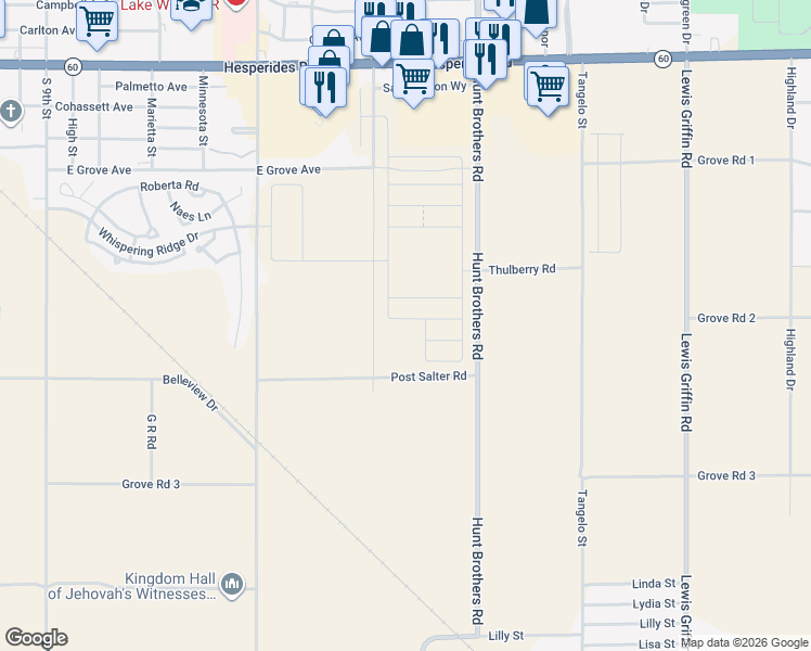map of restaurants, bars, coffee shops, grocery stores, and more near 2382 Magnolia Drive in Lake Wales