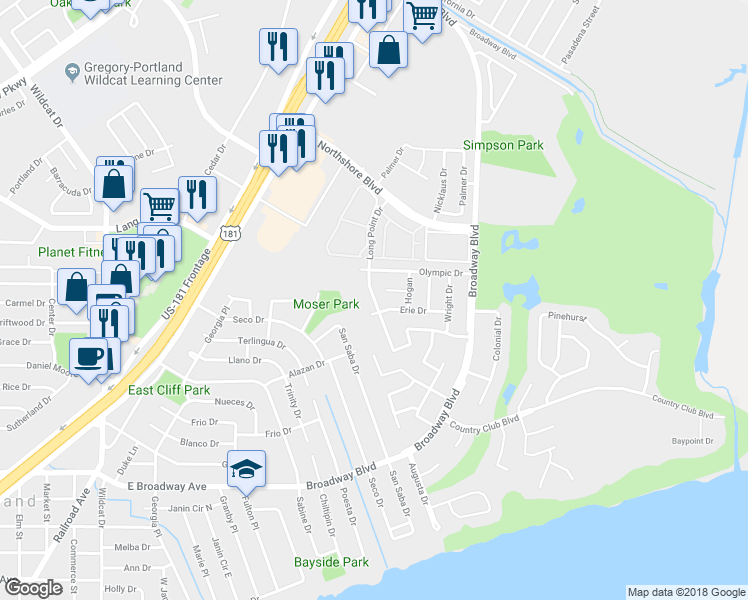 map of restaurants, bars, coffee shops, grocery stores, and more near 403 Long Point Drive in Portland