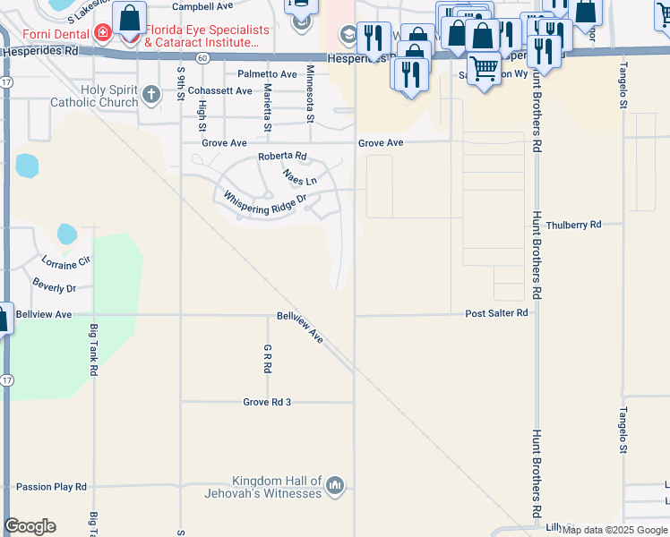 map of restaurants, bars, coffee shops, grocery stores, and more near 1151 Roberta Road in Lake Wales