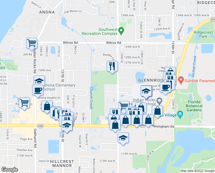 map of restaurants, bars, coffee shops, grocery stores, and more near 12300 Vonn Road in Largo