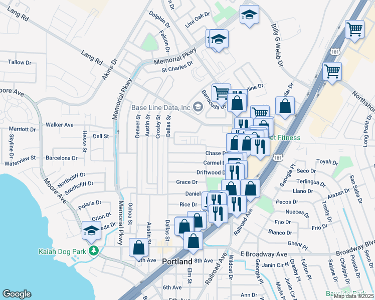 map of restaurants, bars, coffee shops, grocery stores, and more near 113 Carmel Drive in Portland