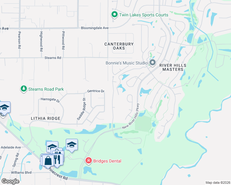 map of restaurants, bars, coffee shops, grocery stores, and more near 3810 Turkey Oak Drive in Valrico