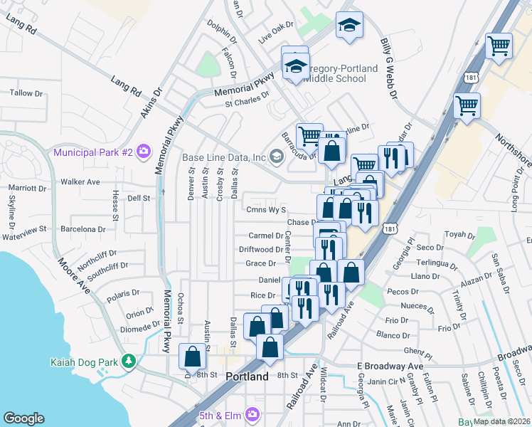 map of restaurants, bars, coffee shops, grocery stores, and more near 24 South Commonsway Drive in Portland