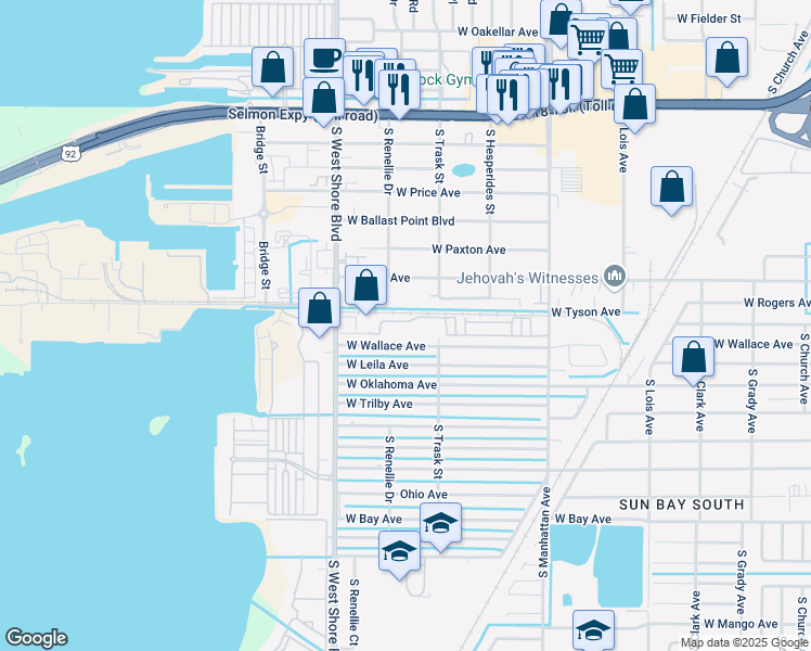 map of restaurants, bars, coffee shops, grocery stores, and more near 4717 Legacy Park Drive in Tampa