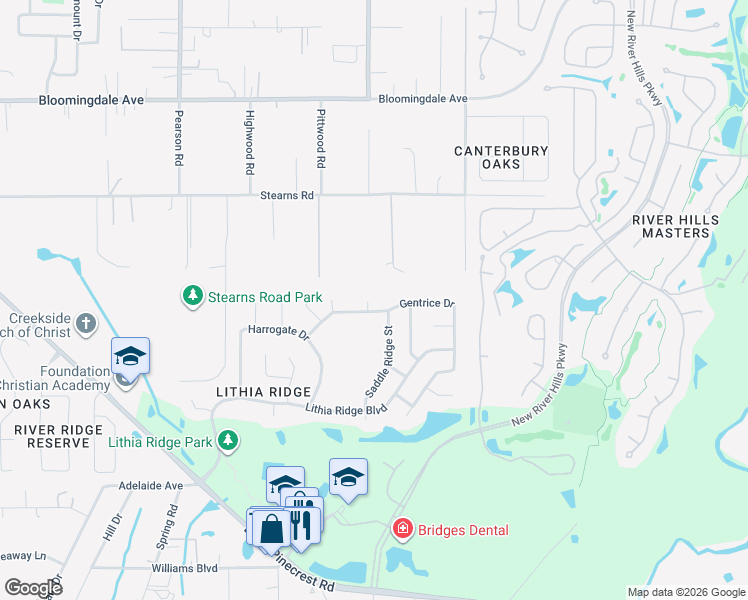 map of restaurants, bars, coffee shops, grocery stores, and more near 3702 Barnhouse Place in Valrico