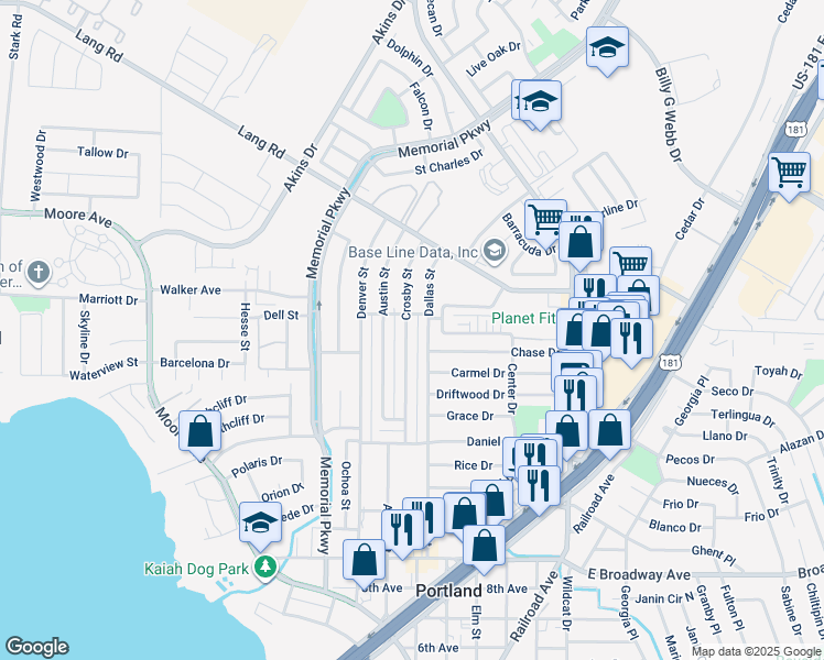 map of restaurants, bars, coffee shops, grocery stores, and more near 1611 Crosby Street in Portland
