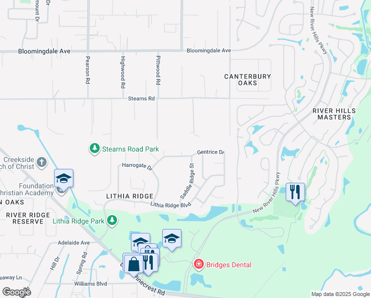 map of restaurants, bars, coffee shops, grocery stores, and more near 3702 Barnhouse Place in Valrico