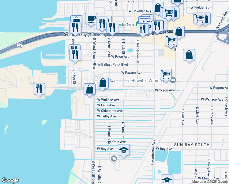 map of restaurants, bars, coffee shops, grocery stores, and more near 4717 Legacy Park Drive in Tampa
