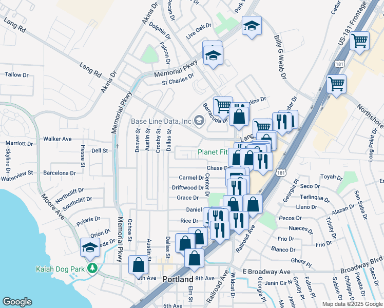 map of restaurants, bars, coffee shops, grocery stores, and more near 104 South Commonsway Drive in Portland