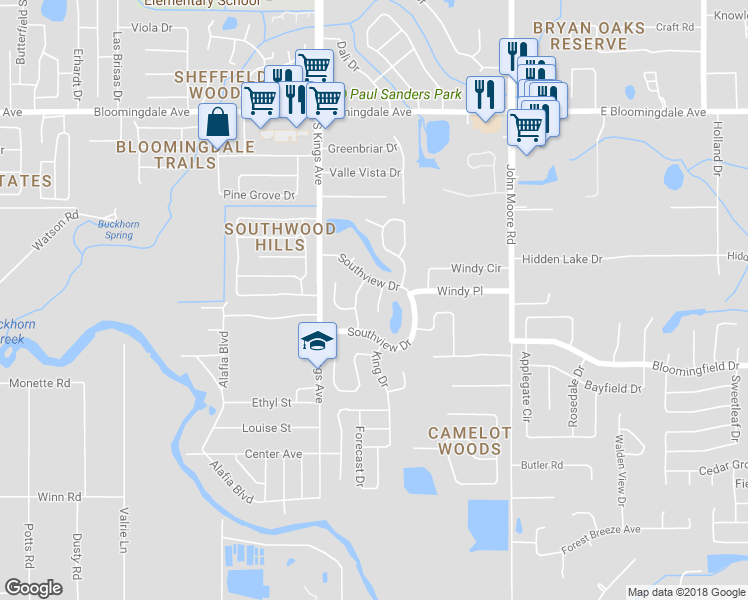 map of restaurants, bars, coffee shops, grocery stores, and more near 3805 Lake Grove Court in Brandon