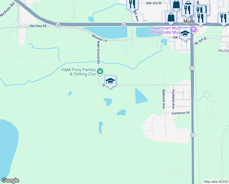map of restaurants, bars, coffee shops, grocery stores, and more near 1400 Dean Street in Mulberry