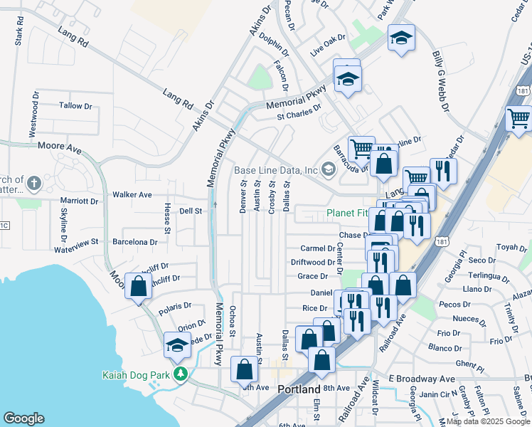 map of restaurants, bars, coffee shops, grocery stores, and more near 1611 Crosby Street in Portland