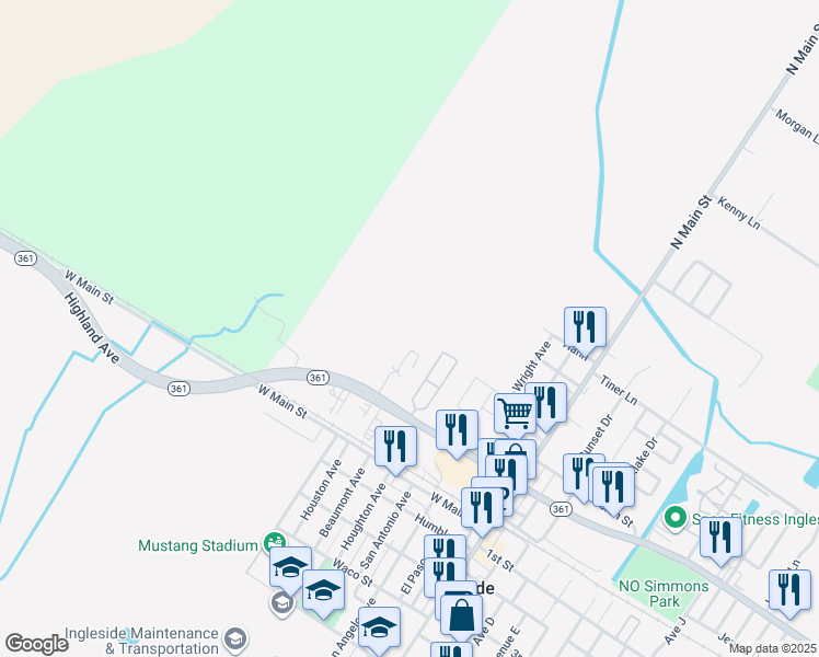 map of restaurants, bars, coffee shops, grocery stores, and more near 2945 Rockland Boulevard in Ingleside