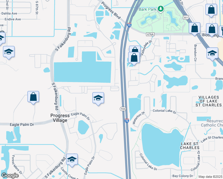map of restaurants, bars, coffee shops, grocery stores, and more near 8832 Turnstone Shore Lane in Riverview