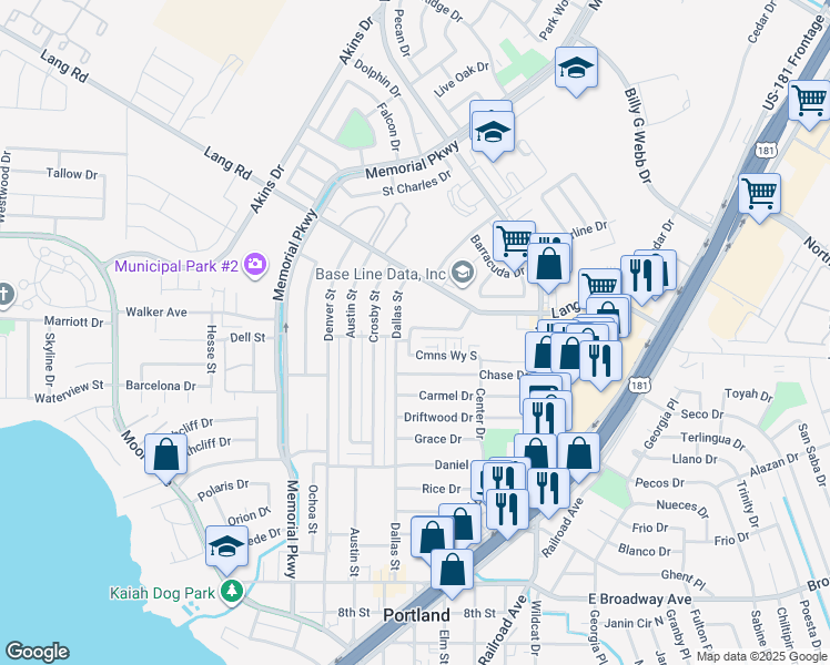 map of restaurants, bars, coffee shops, grocery stores, and more near 1610 Dallas Street in Portland
