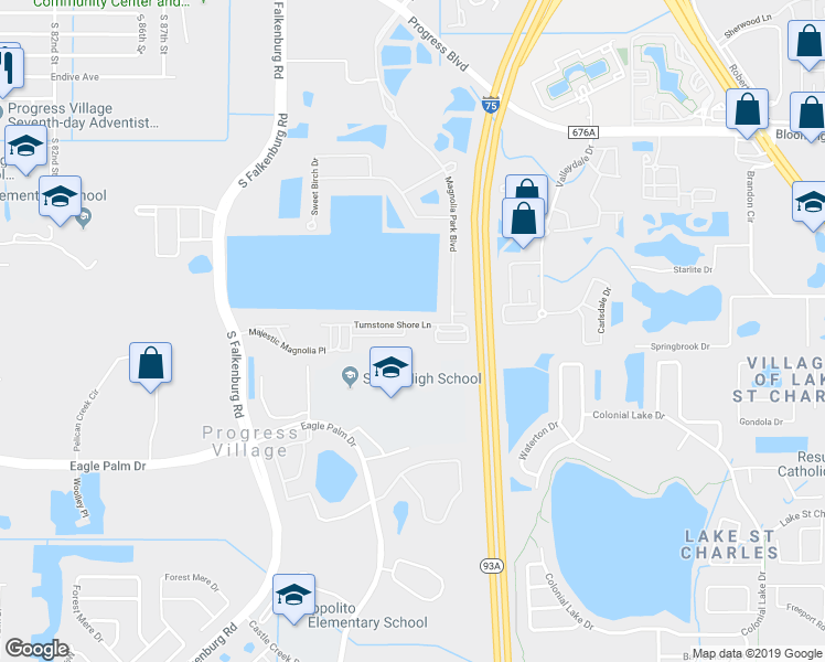 map of restaurants, bars, coffee shops, grocery stores, and more near 8705 Turnstone Shore Lane in Riverview