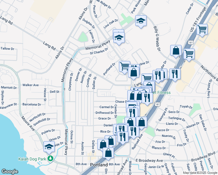 map of restaurants, bars, coffee shops, grocery stores, and more near 1802 Portland Drive in Portland