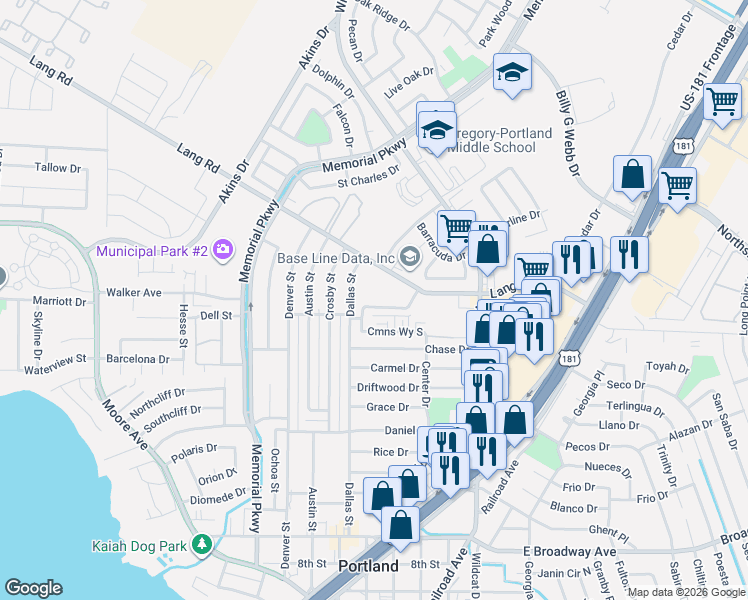 map of restaurants, bars, coffee shops, grocery stores, and more near 1802 Portland Drive in Portland