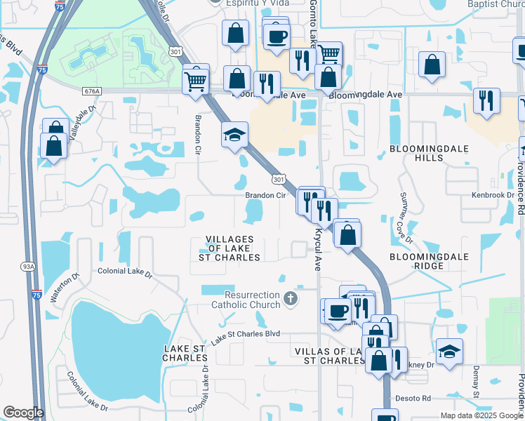 map of restaurants, bars, coffee shops, grocery stores, and more near in Riverview