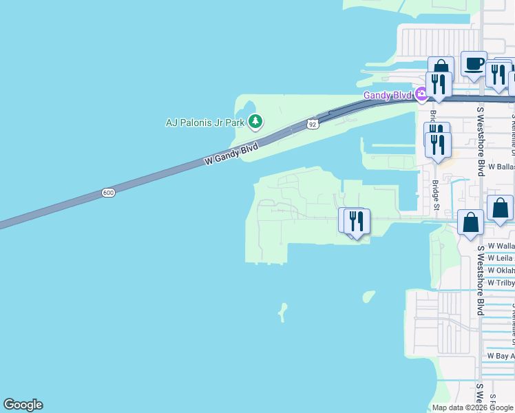 map of restaurants, bars, coffee shops, grocery stores, and more near 5425 West Tyson Avenue in Tampa