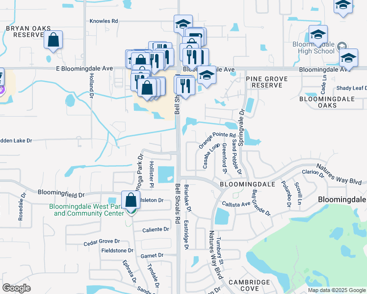 map of restaurants, bars, coffee shops, grocery stores, and more near in Bloomingdale