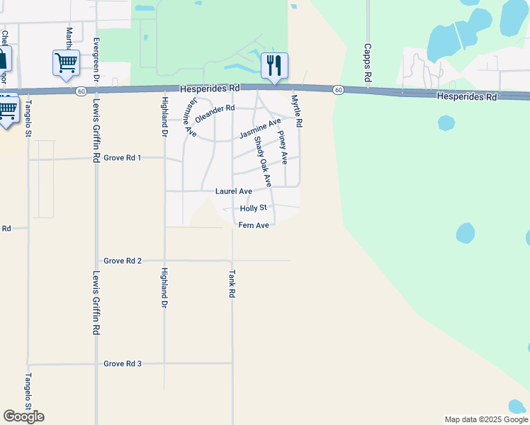 map of restaurants, bars, coffee shops, grocery stores, and more near 420 Shady Oak Avenue in Lake Wales