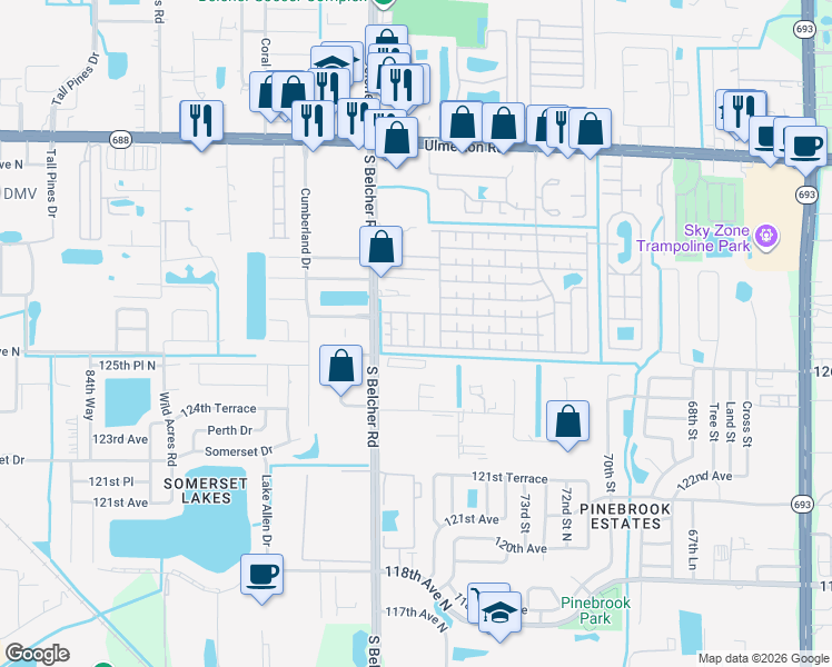map of restaurants, bars, coffee shops, grocery stores, and more near 1208 11th Street in Largo